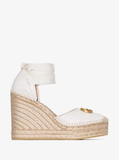 white pilar 120 quilted leather logo espadrilles